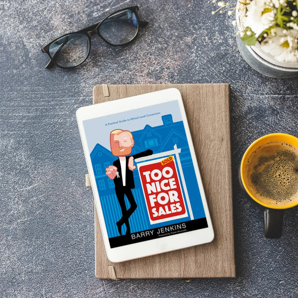 Too Nice for Sales e-book on tablet