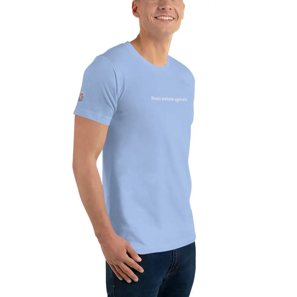 unisex realtor t-shirt baby blue right front